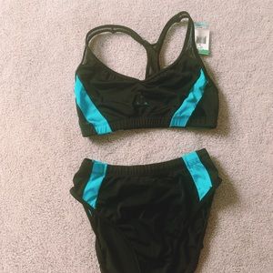 Speedo Black & Green Bikini Size 12 NWT